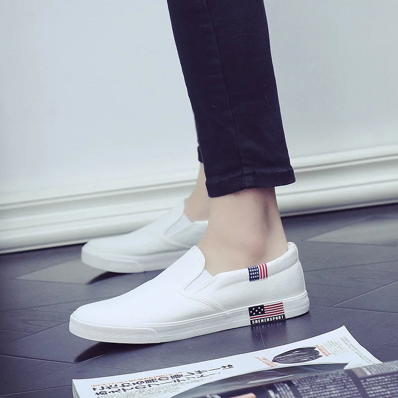 Canvas Men Shoes Slip-On Unisex Style Breathable Top Fashion Cloth Youth Loafers Male Shoes Large size