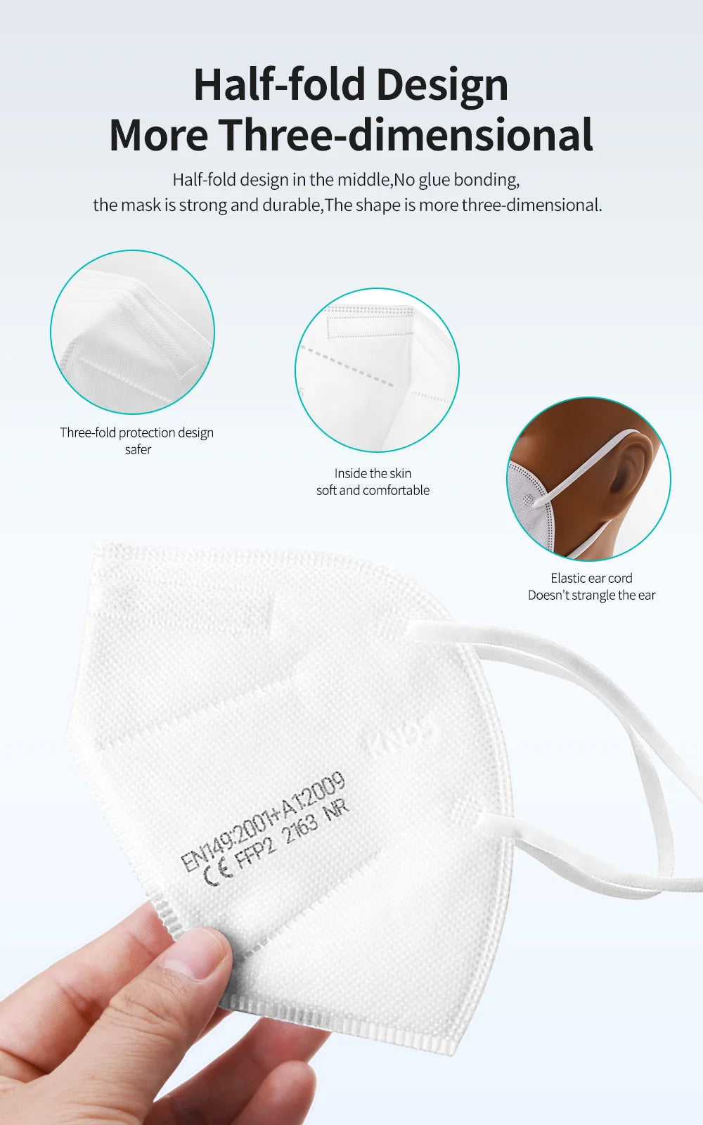 1-100PC FFP2 Mask CE Approved Protective Mask 5 Layer 95% Filter Respirator ffp2mask Disposable Masks mascarilla fpp2 homologada