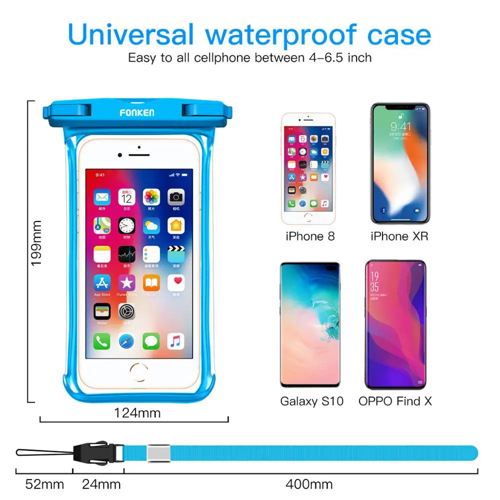 Brand New 2025 FONKEN Full Transparent Waterproof Case for Iphone Xiaomi Samsung Dry Bag Underwater Watch Case Swimming Pouch Mobile Cover Bag