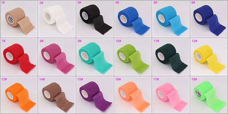1 Roll 2.5/5/10cm Sport Bandage Self-adhesive Breathable Elastic Bandages for Sports Fixing Finger Wrist Leg Non-woven Bandage