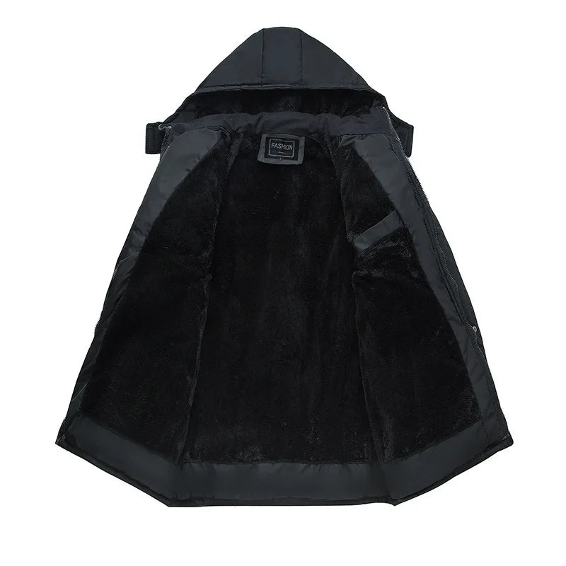 Parka Men Coats 2025 Winter Jacket Men Thicken Hooded Waterproof Outwear Warm Coat Casual Mens Jackets Overcoat Fur Thicking