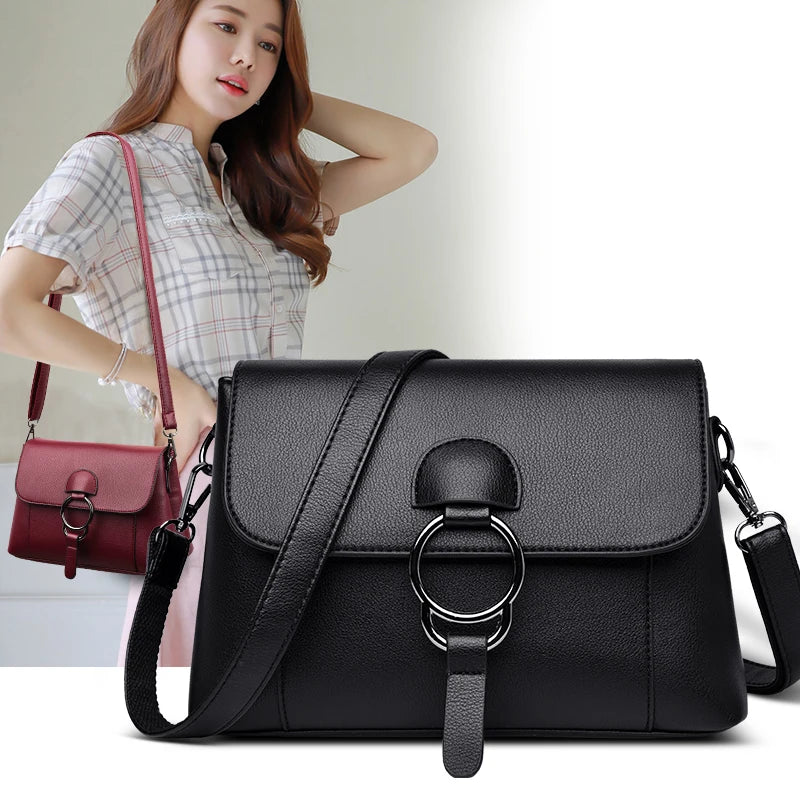 AMAZONY 2024 Women Leather Shoulder Bag Messenger Bag Shopping Handbag Female Travel Casual Purse Crossbody Bags Ladies Tote