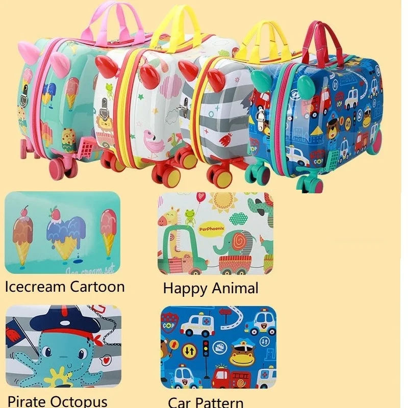 2024 Suitcase for child kid's Luggage suitcase Universal wheel children's riding box 17 inch check-in Kid's Mini Trank/suitcase