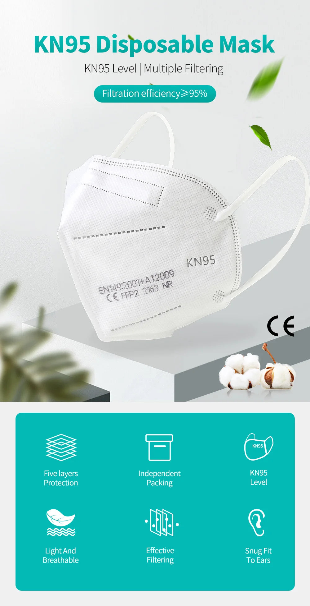1-100PC FFP2 Mask CE Approved Protective Mask 5 Layer 95% Filter Respirator ffp2mask Disposable Masks mascarilla fpp2 homologada