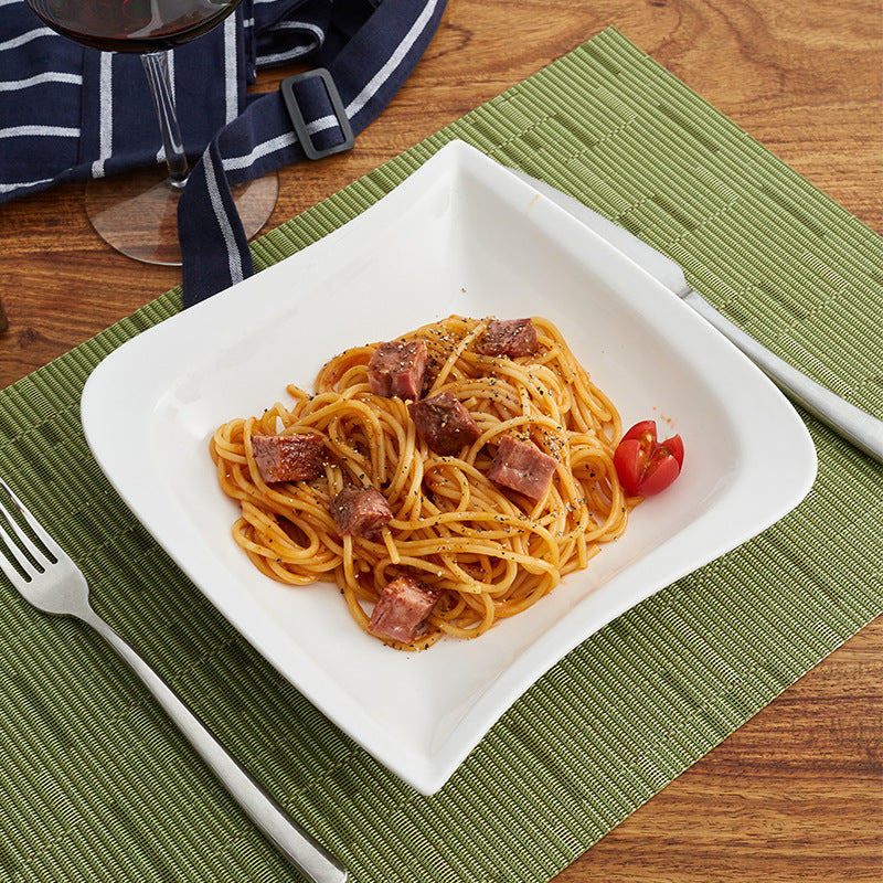 Ceramic Western Food Plate Corner Series Soup Plate Spaghetti Plate Steak Flat Plate Hotel Supplies Tableware Set Simple Style