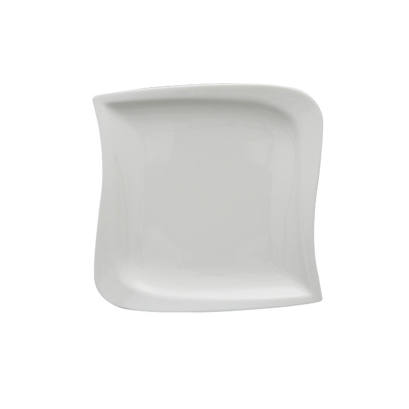 Ceramic Western Food Plate Corner Series Soup Plate Spaghetti Plate Steak Flat Plate Hotel Supplies Tableware Set Simple Style