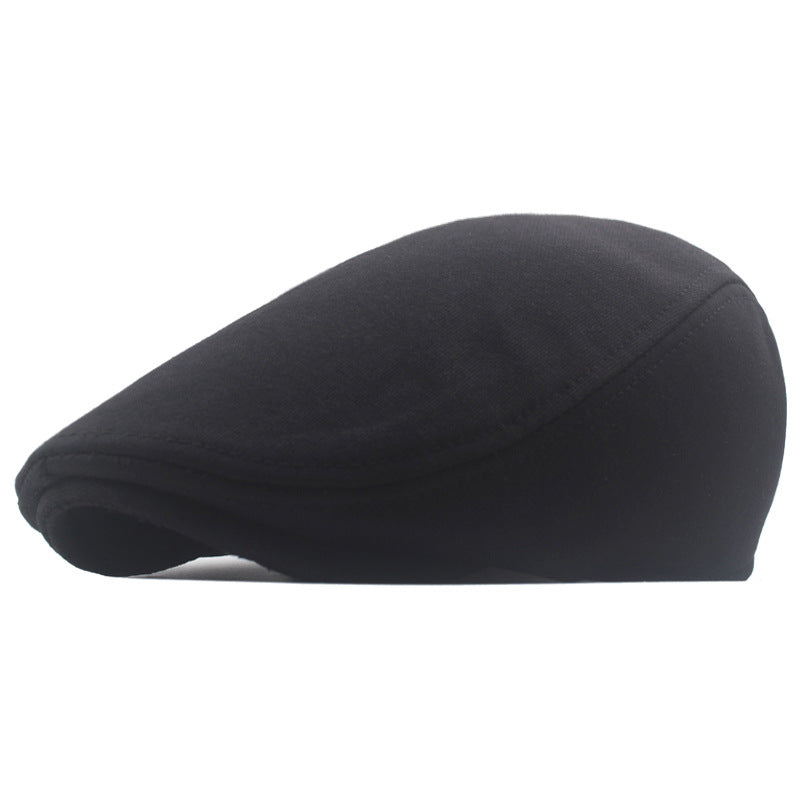 Adjustable Newsboy Cap Men's Woolen Beret Trendy British Style Duckbill Cap Forward