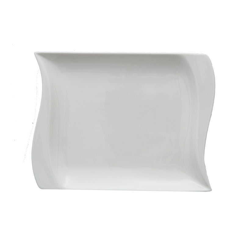 Ceramic Western Food Plate Corner Series Soup Plate Spaghetti Plate Steak Flat Plate Hotel Supplies Tableware Set Simple Style