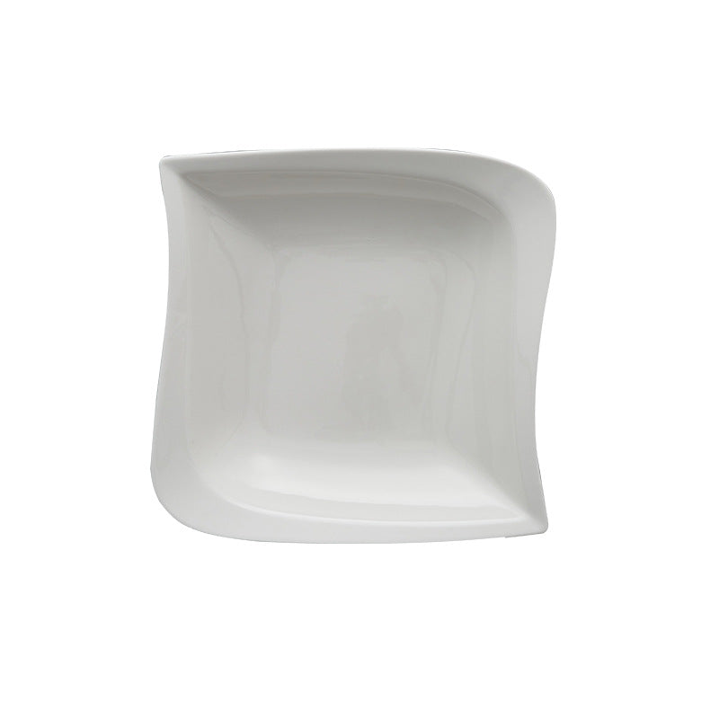 Ceramic Western Food Plate Corner Series Soup Plate Spaghetti Plate Steak Flat Plate Hotel Supplies Tableware Set Simple Style