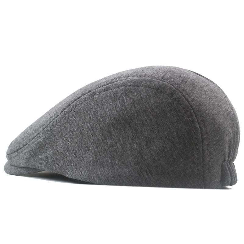 Adjustable Newsboy Cap Men's Woolen Beret Trendy British Style Duckbill Cap Forward
