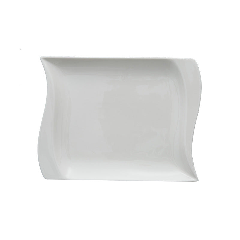 Ceramic Western Food Plate Corner Series Soup Plate Spaghetti Plate Steak Flat Plate Hotel Supplies Tableware Set Simple Style