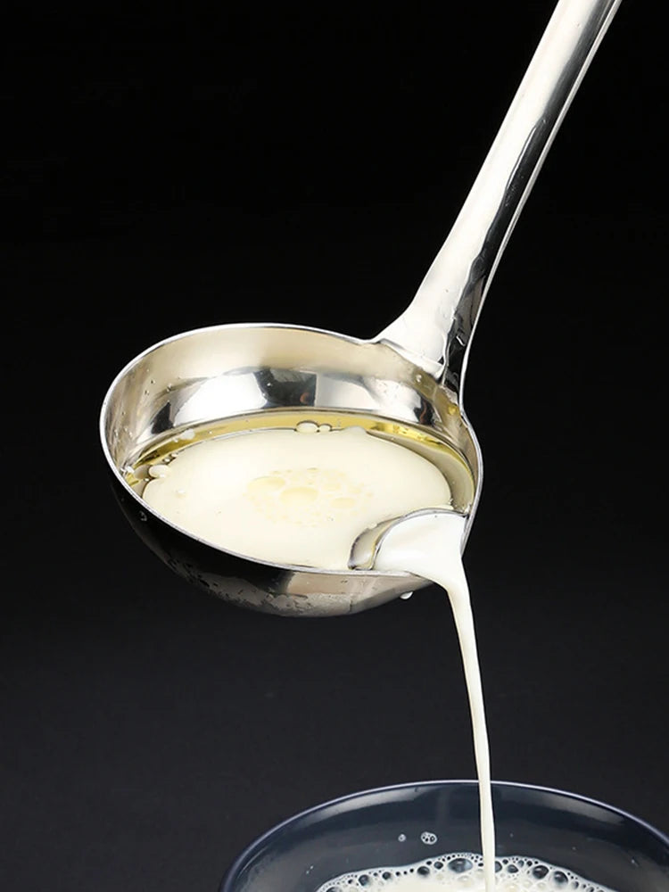 Stainless Steel Filter Spoon Soup Fat Oil Separator Ladles Skimmer Spoon Soup Colander For Kitchen Heat Insulation Anti-scalding