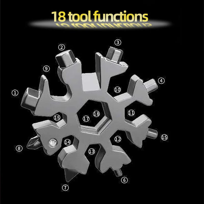 18 In 1Bottle Opener Screwdriver Snowflake Snow Wrench Tool Spanner Hex Wrench Multifunction Camping Outdoor Survive Tools
