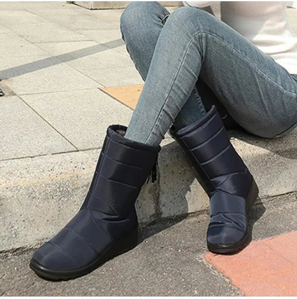 Winter Boots Women's Mid-Calf Snow Boots Women Shoes Wedges Keep Warm Fur Female Boot Shoes Chaussure Femme Botines Mujer 2024