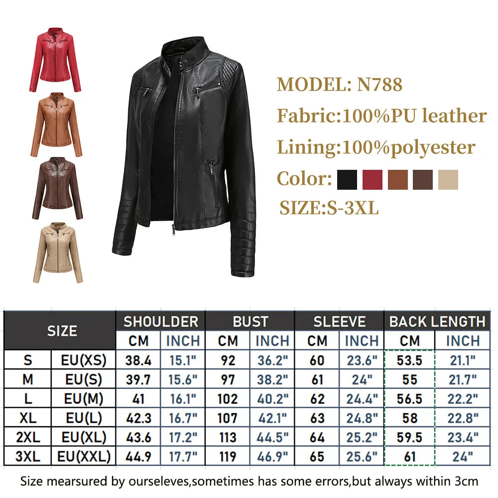 2025 Ladies New Autumn Motorcycle Short Chic PU Leather Jacket