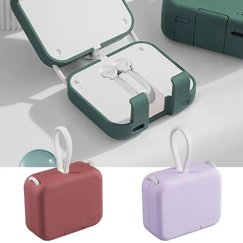 Small Portable Charger 4000mAh Portable Small Size Built-in Cable Power Bank Multifunctional External Battery Pack Fast