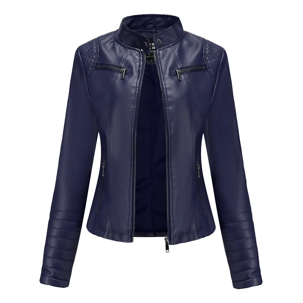 2025 Ladies New Autumn Motorcycle Short Chic PU Leather Jacket