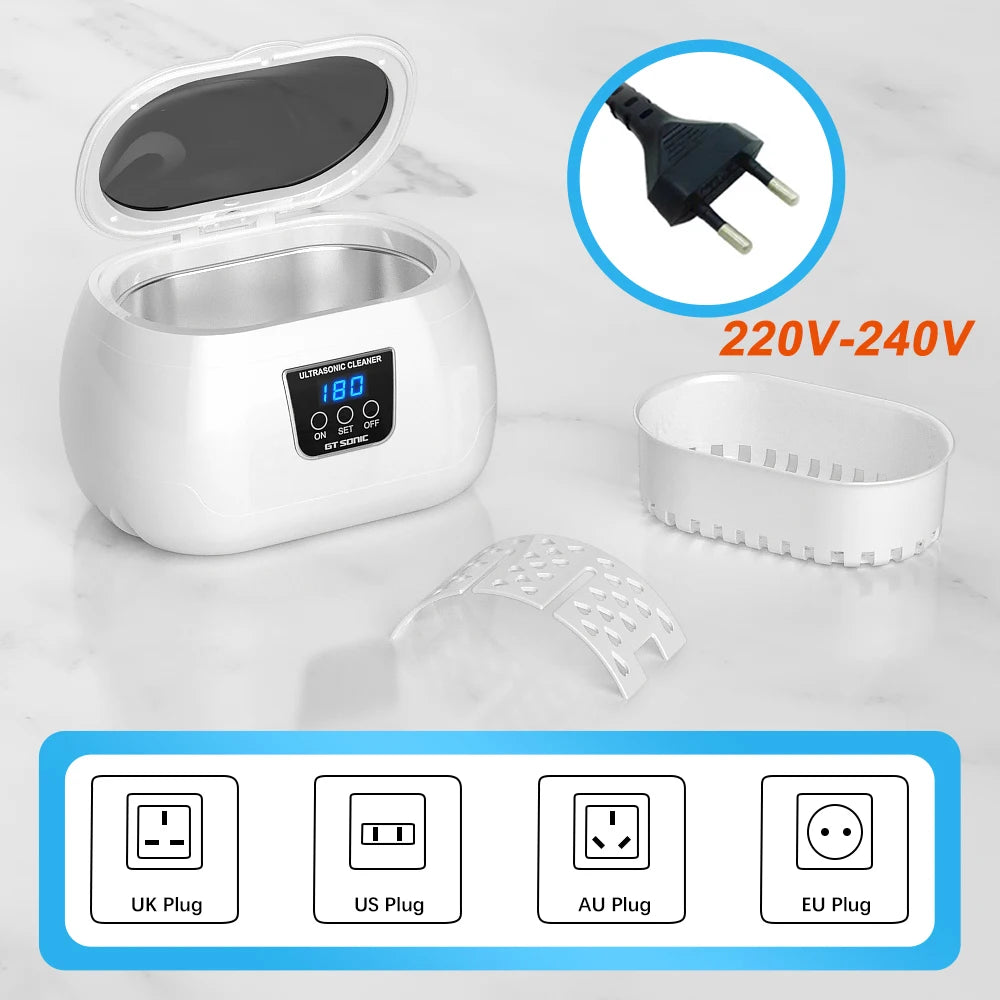 35W Digital Ultrasonic Cleaner 600ml Sonicator Bath Vibration Ultrasonic Jewelry Ring Parts Glasses Watch Cleaning Machine