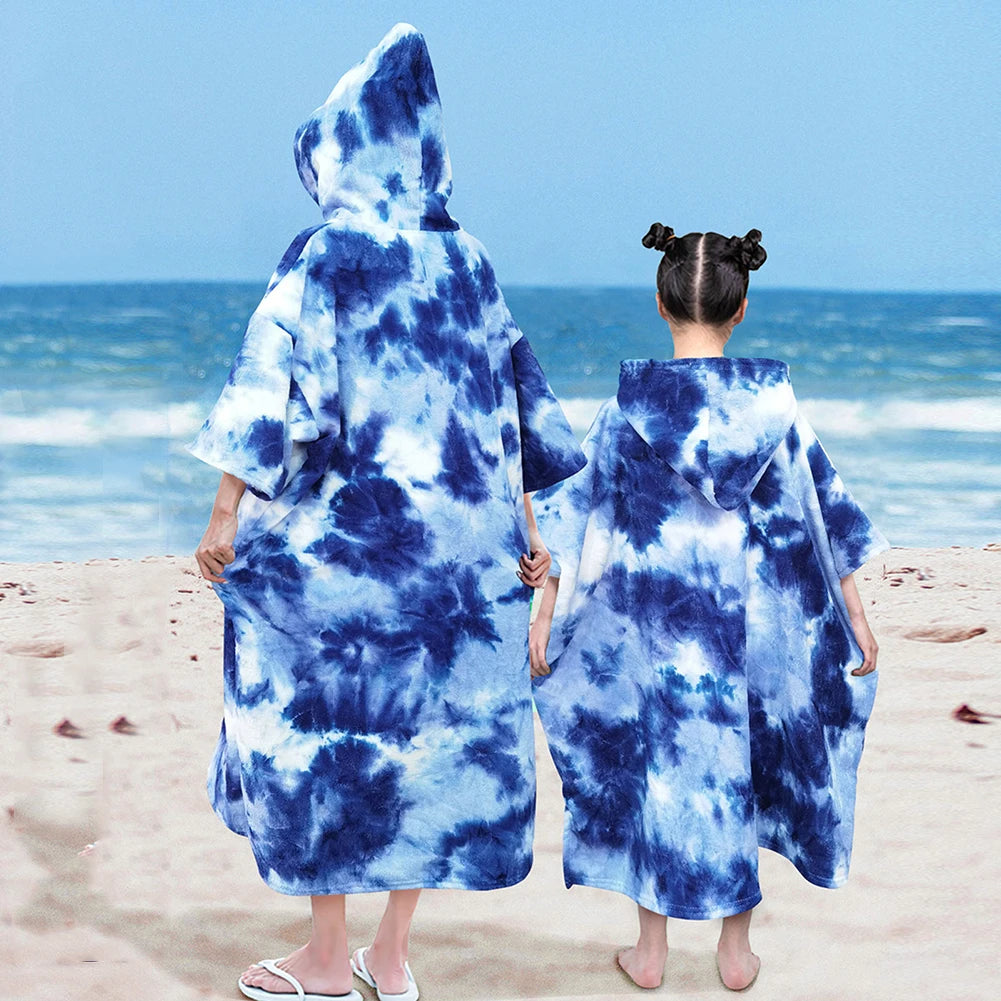 Surf Poncho Customized Towel Water Sports Hooded Robe Microfiber Beach Blanket Bath Swim Towel Wetsuit for Adults Children