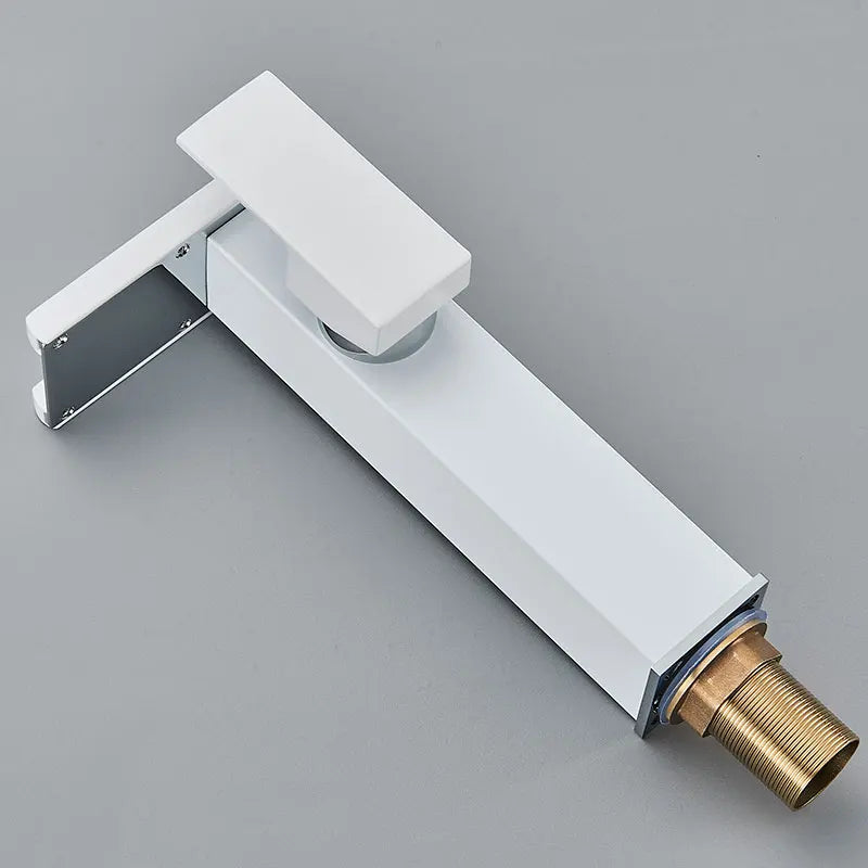 Brass LED Waterfall Bathroom Basin Faucet Deck Mount Cold Hot Water Mixer Crane Tap Short or Tall Tapware Water Flow Motor Free shipping