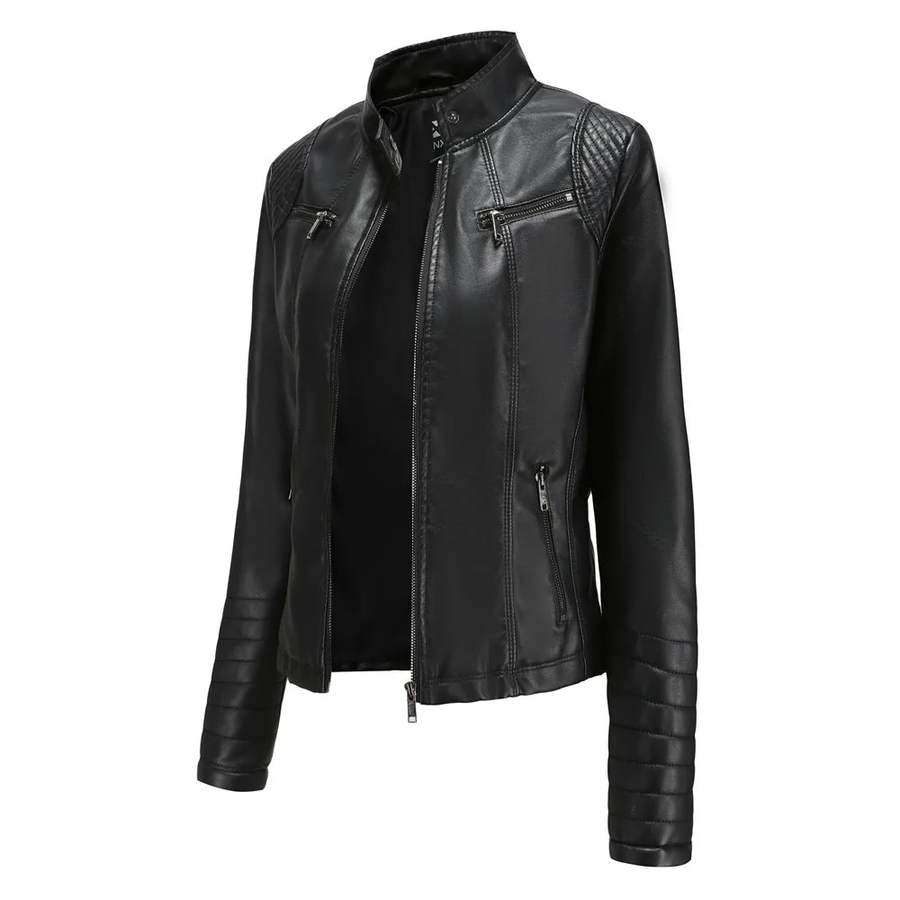 2025 Ladies New Autumn Motorcycle Short Chic PU Leather Jacket