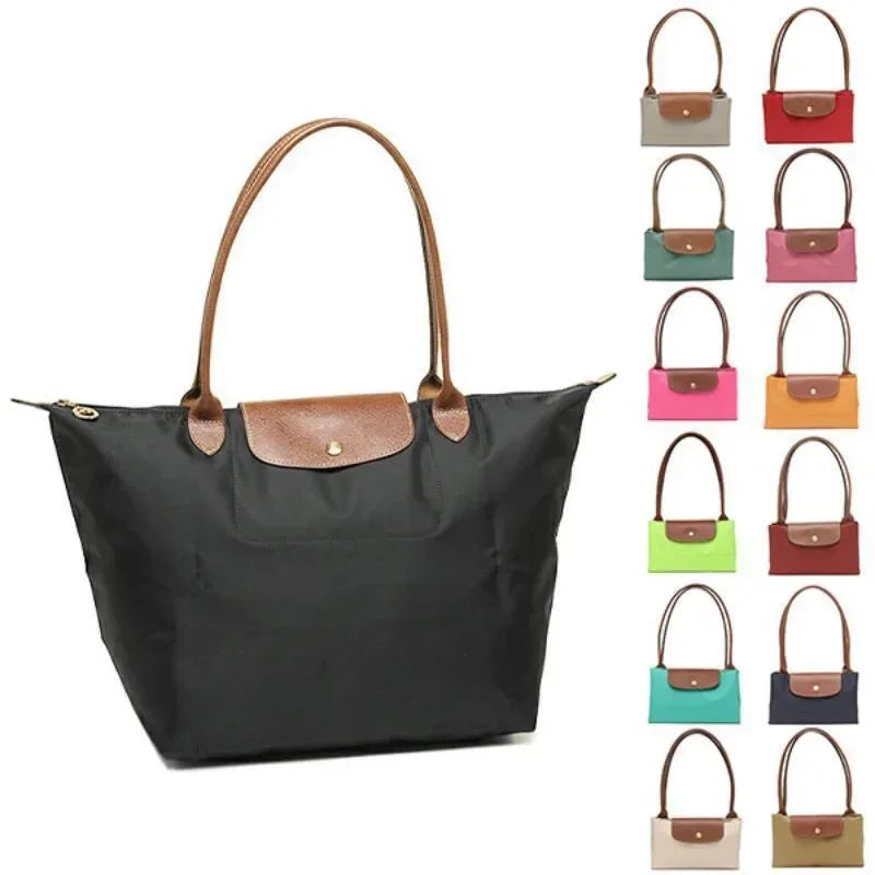 AMAZONY 2024 Women's Luxury Classic Foldable Bag Waterproof Nylon Embroidered Bag Fashion Shoulder Bag Handbag