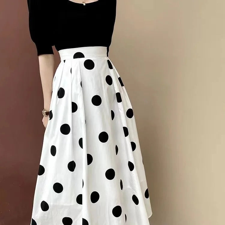 2024 Celmia Women Maxi Skirts Bohemian Polka Dot Long Skirt Summer High Waist Pockets Casual Party Office Bottoms Large Robe