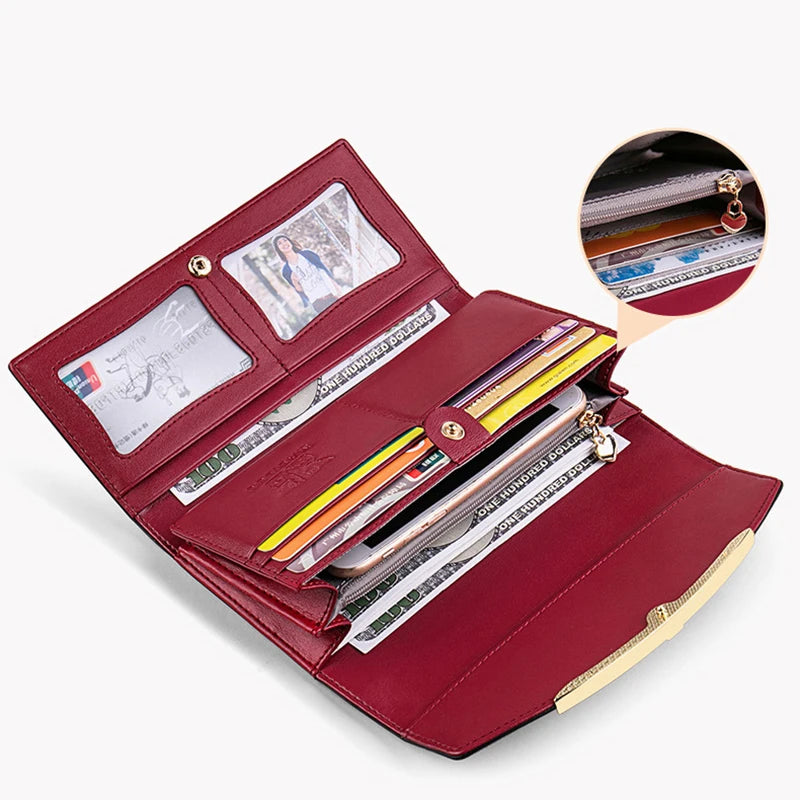 2024 Fashion Womens Wallets Carteras Para Mujer Long Purse for Women with Cell Phone Pocket Luxury Designer Leather Wallet RFID Protect