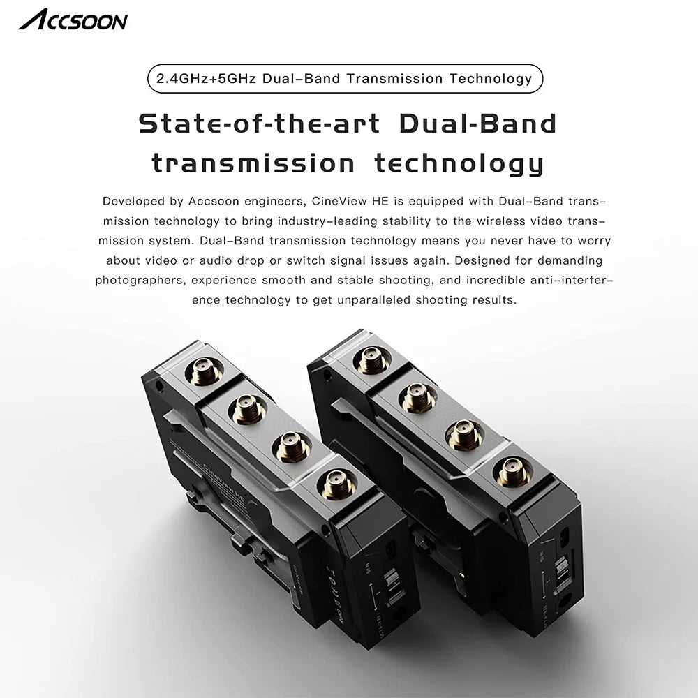 Accsoon CineView HE 2.4Ghz 5Ghz Dual Band Wireless Video Transmitter Receiver Multi-Spectrum Wireless Video Transmission System