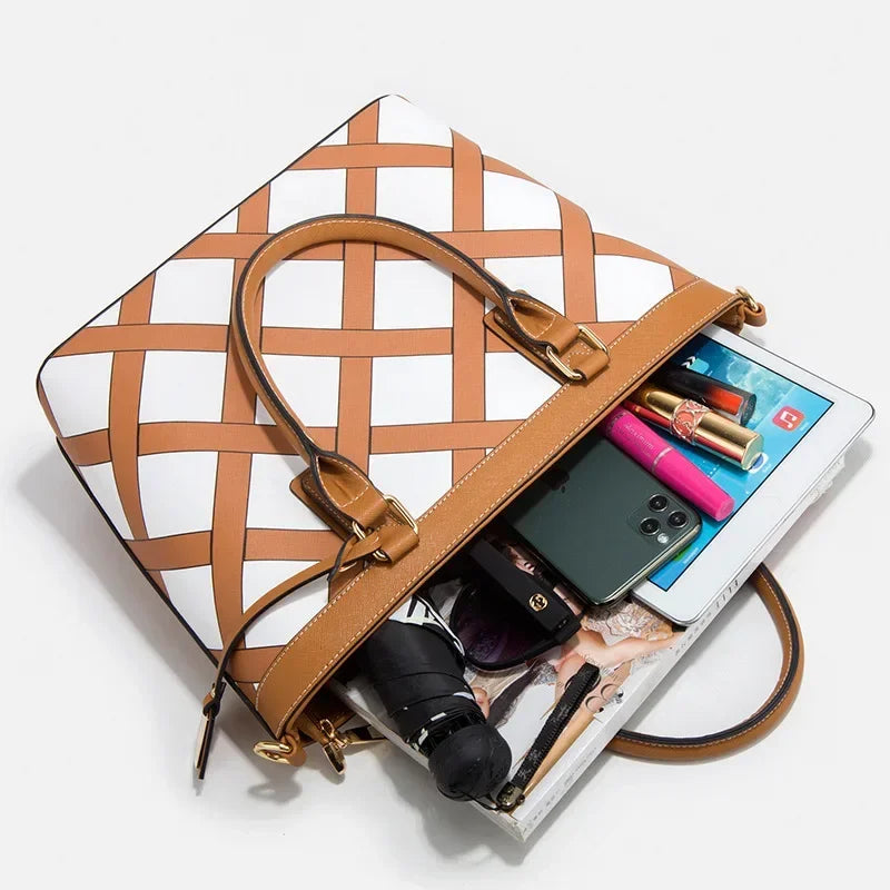 AMAZONY 2024 Autumn and winter large-capacity plaid handbag trendy fashion one-shoulder crossbody four-piece set of mother-son bags handbag