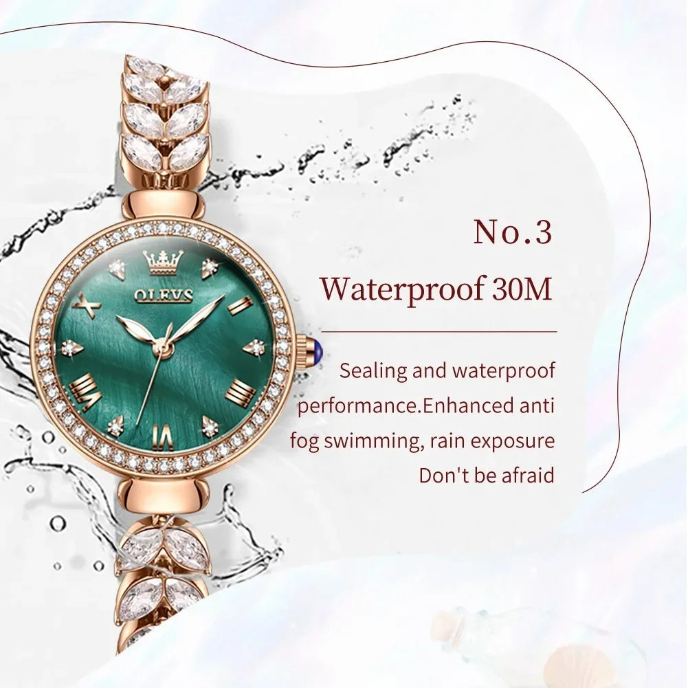 OLEVS 9971 Waterproof Women Wristwatch Fashion Quartz Stainless Steel Strap Watch For Women