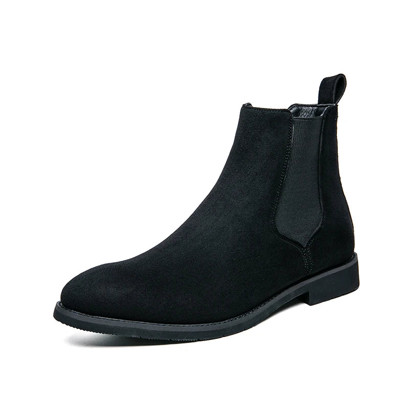 Trendy Brand 2025 British Style Men Boots High Top Slip On Suede Leather Ankle Boots Spring Autumn New Chelsea Boots Men Casual Shoes