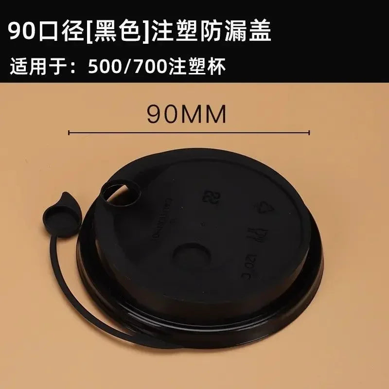100pcs 90mm Caliber Cups Lid Milk Tea Coffee Cup Universal Leak Proof Cover Disposable Food Grade PP Injection Molded Cup Lids