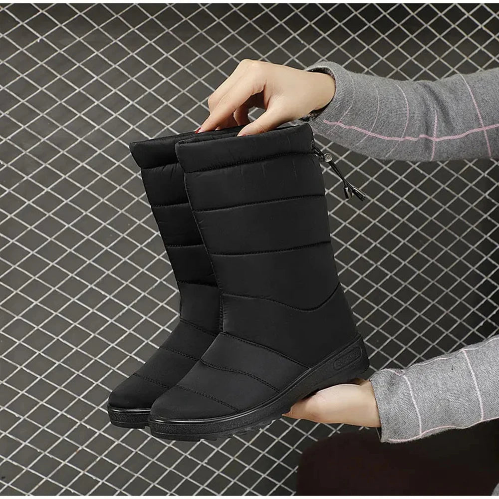 Winter Boots Women's Mid-Calf Snow Boots Women Shoes Wedges Keep Warm Fur Female Boot Shoes Chaussure Femme Botines Mujer 2024
