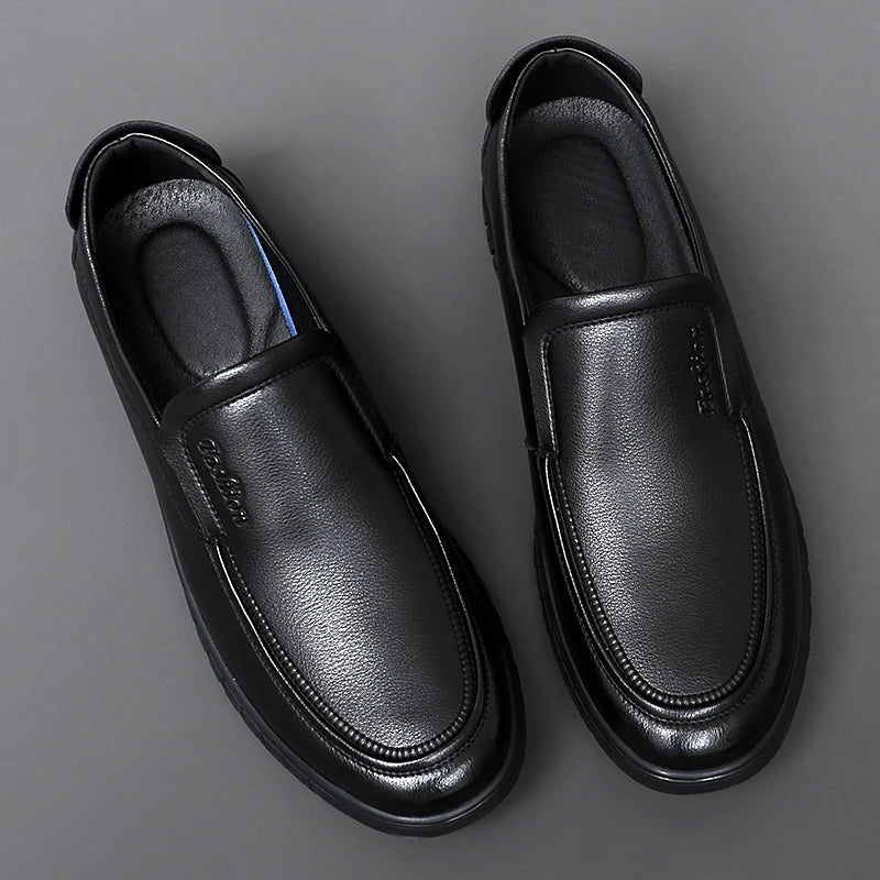 British Style High-quality Loafers Simple Black Men's Leather Casual Shoes Interview Commuting Men's Work Shoes Big Size:38-47