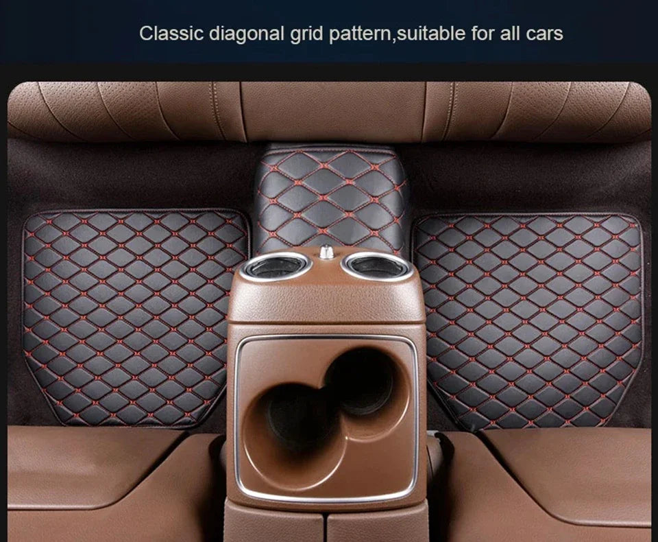 5PCS Universal Car Floor Mats PU Leather Waterproof Auto Foot Pad Protector Carpet Front and Rear Mats Set Auto Accessories