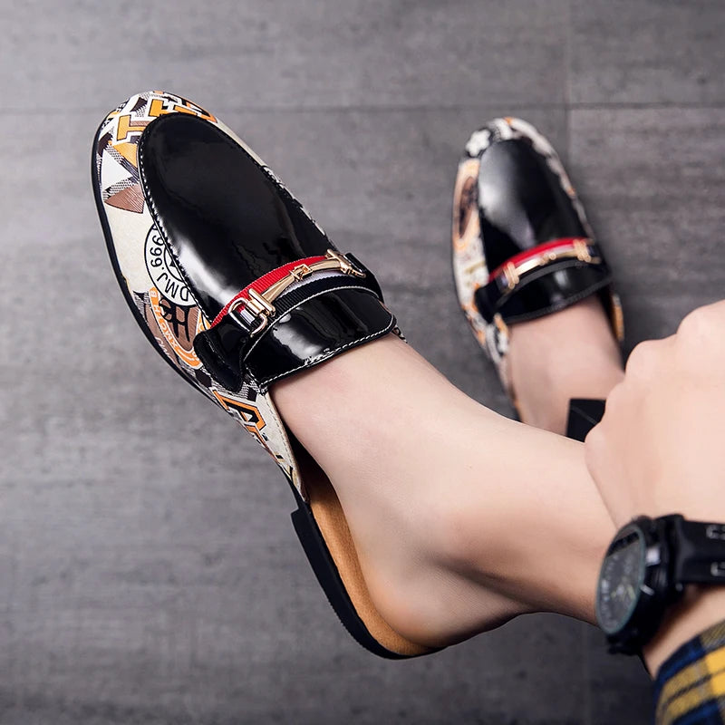 TINTINOS 2024 Summer Half Shoes Men Leather Shoes Men Mules Casual Shoes Fashion Half Drag Loafer Leather Men Shoes Mocassin Handmade Shoes