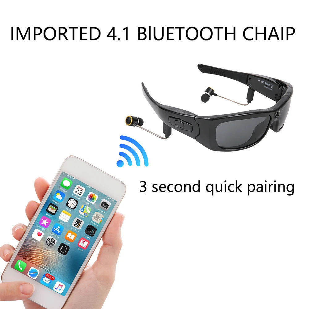 1080P HD Mini Camcorders Glasses Camera Bluetooth Headset Sunglasses Polarized Glasses Camera Cycling Video Glasses Outdoor