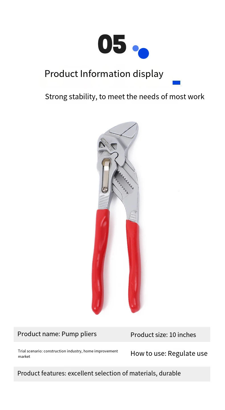 10 inch Wrench Eagle Beak Water Pipe Pliers Multi-function Adjustable Spanner Press Clamp Large Opening Plumbing Household Tools