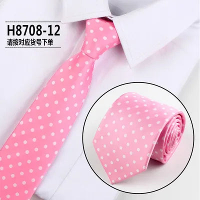 Brand New 2025 Fashion Dot Tie For Mens 8CM Necktie Business Formal Polka Dot Necktie Wedding Gift Orange Blue Red Tie Accessories Gravatas