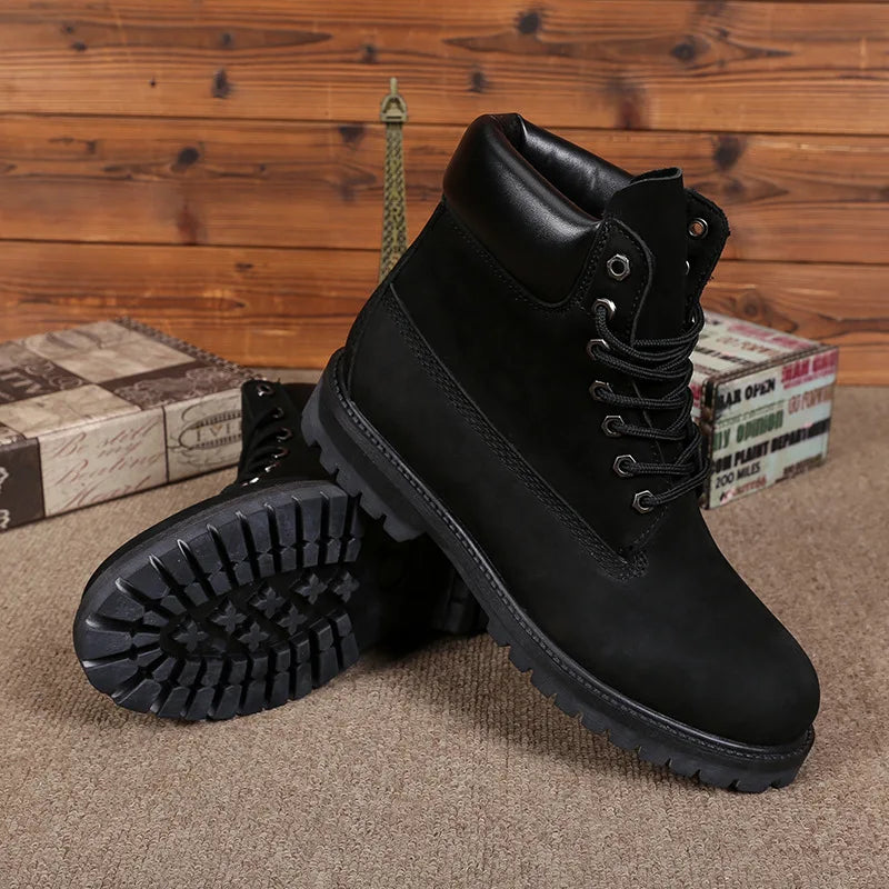 TINTINOS 2024 Autumn and Winter New Warm High Top Martin Boots Men's Round Head Fashion Anti Slip Versatile Fashion Yellow Boots