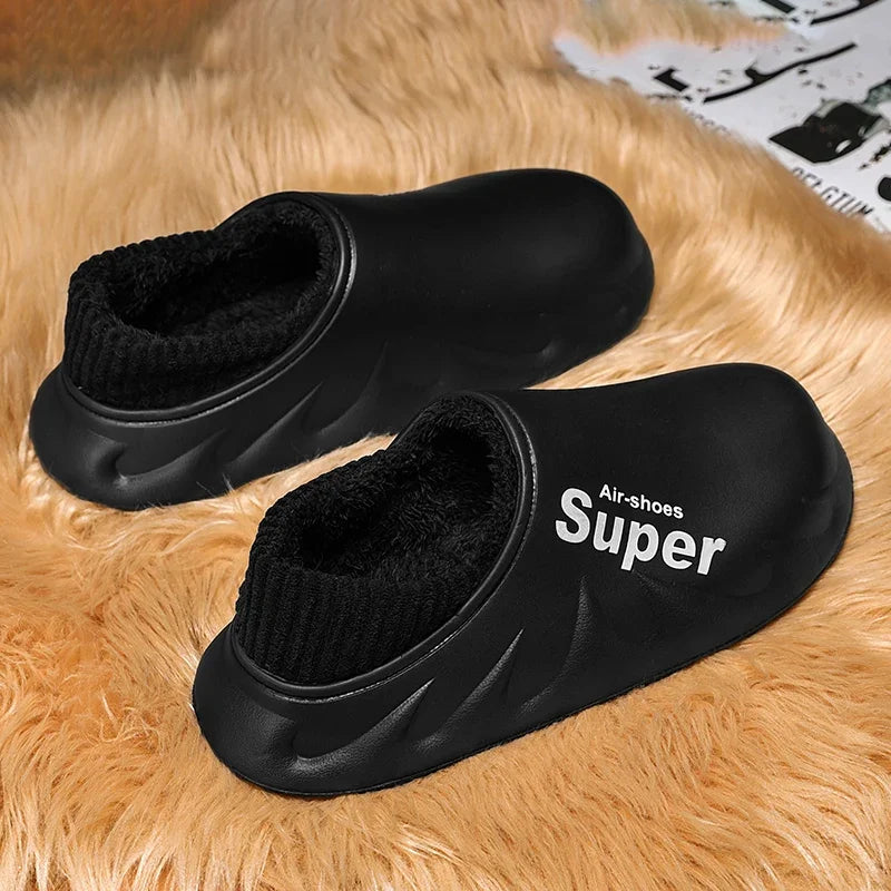 2024-2025 Winter Men Indoor Warm Slippers Plush Waterproof Anti Slip Cotton Shoes for Women Slip-on Casual Snow Walking Loafers - FREE SHIPPING