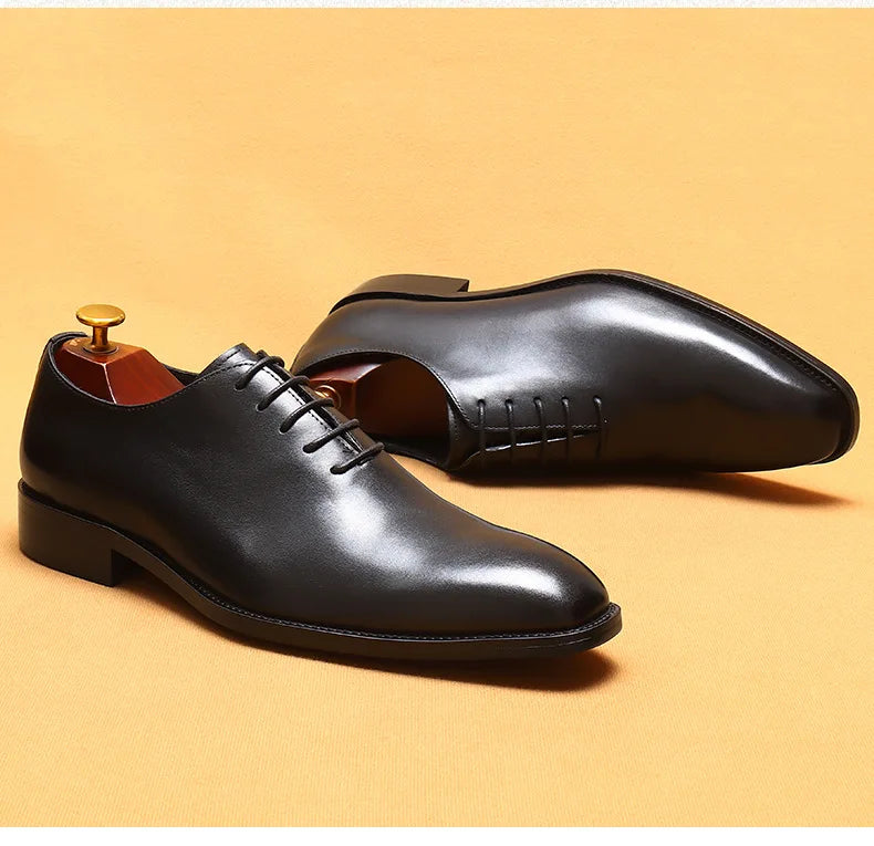 2024-2025 Italian Design Genuine Leather Shoes for Men Business Shoes Lace Up Oxfords Male Wedding Dress Shoes Men Plus Size 37-46