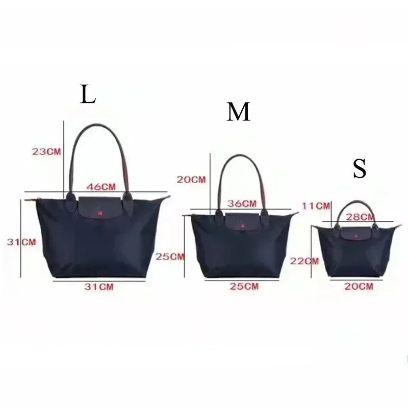 AMAZONY 2024 Women's Luxury Classic Foldable Bag Waterproof Nylon Embroidered Bag Fashion Shoulder Bag Handbag