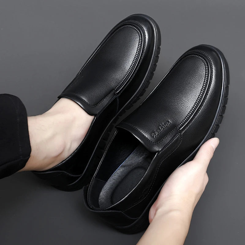 British Style High-quality Loafers Simple Black Men's Leather Casual Shoes Interview Commuting Men's Work Shoes Big Size:38-47