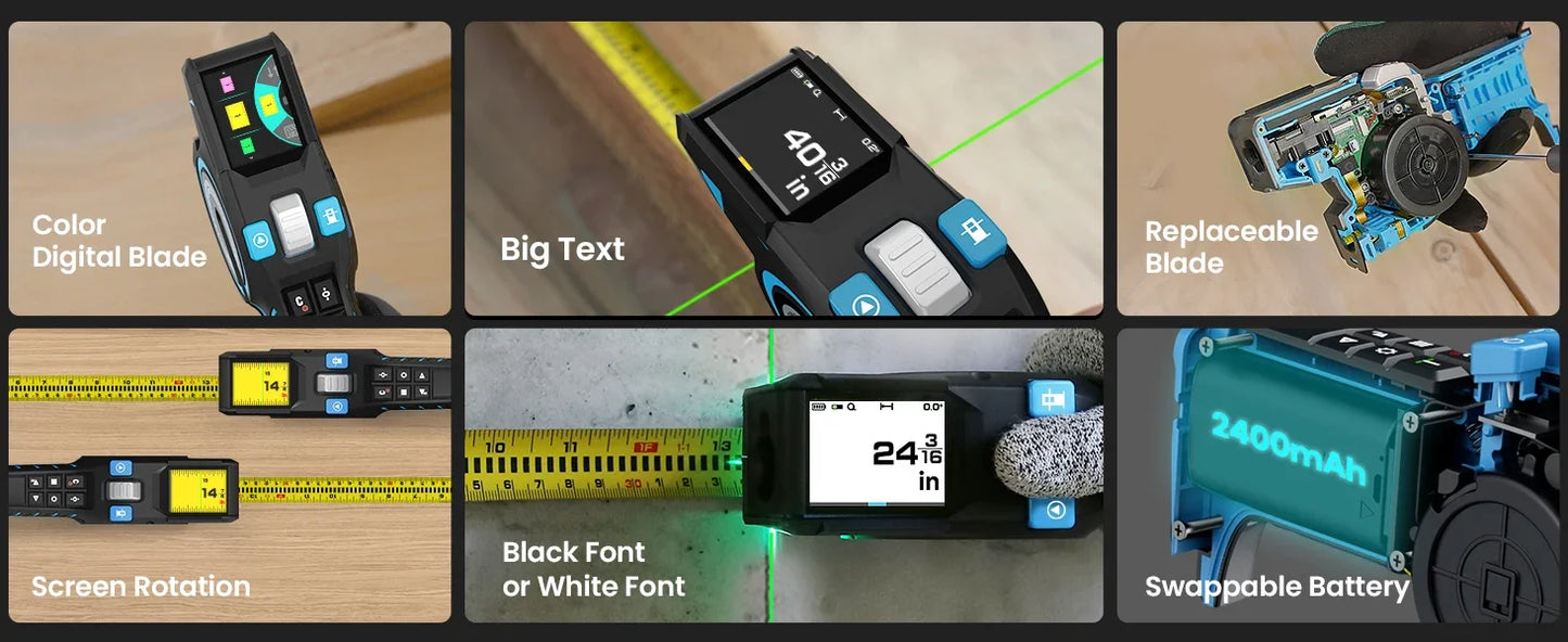 100M Laser Tape DTX10 Sophisticated measuring tape Bluetooth Laser Tape Measure with Green Laser Line Marking,for Design
