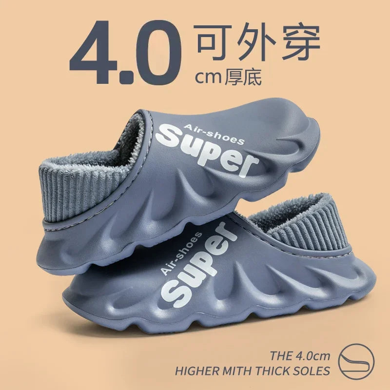 2024-2025 Winter Men Indoor Warm Slippers Plush Waterproof Anti Slip Cotton Shoes for Women Slip-on Casual Snow Walking Loafers - FREE SHIPPING