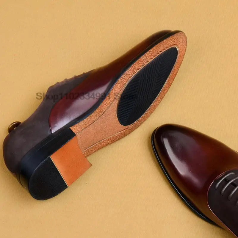 New 2024 HNXC Mens Oxford Genuine Leather Shoes Black Brown Classic Shoes Brogue Lace Up Dress Wedding Office Business Men Formal Shoes