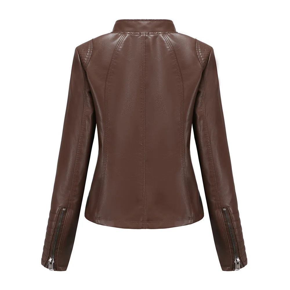 2025 Ladies New Autumn Motorcycle Short Chic PU Leather Jacket