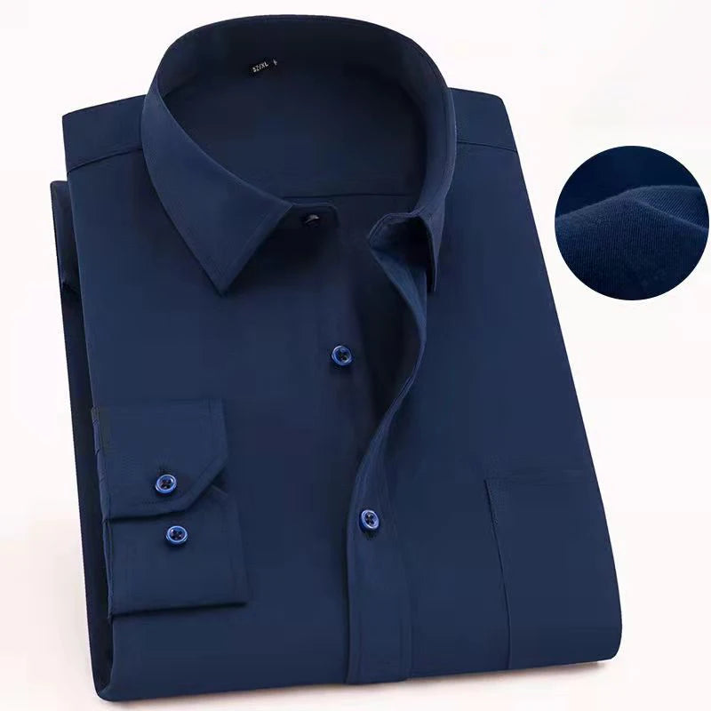 Plus Size 9XL 8XL Men's Business Casual Long Sleeved Shirt Classic Striped Male Social Dress Party Tuxedo Shirts Yellow Purple